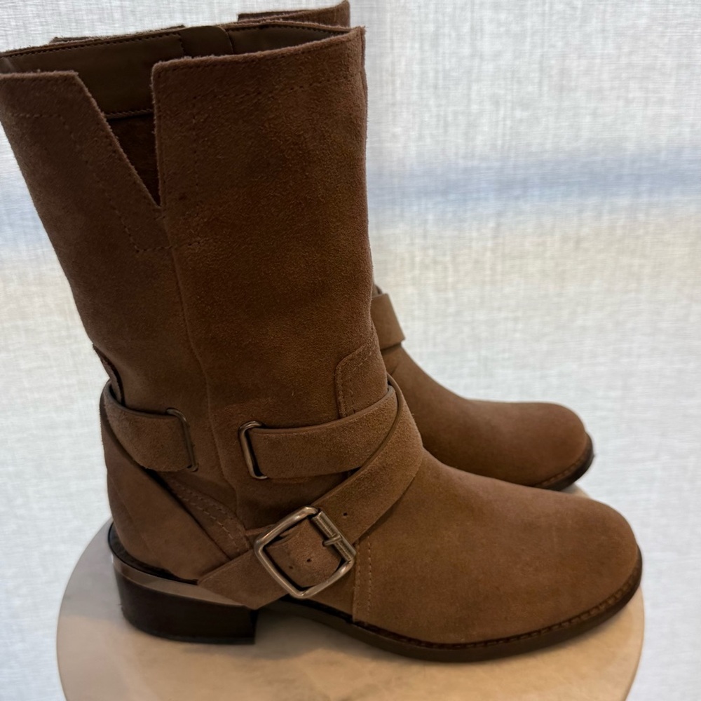 Vince Camuto Tan Suede Combat Boots
